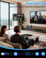 LED Display 2 in 1 Bluetooth 6.0 Transmitter Receiver 3.5mm AUX Jack RCA Wireless Audio Adapter Dongle for Airpods Headphones TV Airplane Flight Car Speaker Home Stereo, Dual Pairing & Handsfree Call - Image 5