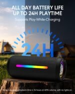 Portable Bluetooth Speaker, IPX7 Waterproof Wireless Speaker, 35W Loud Stereo Sound and Deep Bass, 24H Playtime, Bluetooth 5.4, RGB Lights, Smart Display, EQ for Home/Party/Outdoor/Gifts(Black) - Image 6