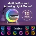 Waveloop Speaker Alarm Clocks for Bedrooms with Wireless Charging Station | Bluetooth Speaker, Sunrise Wake Up Light, RGB Night Lamp, 4-Button Bedside Alarm Clock with Time Display, USB-C Port - Image 6