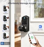 Veise VE018 Smart Knob Handle Lock - Fingerprint, App Control, Keyless Entry for Front Door and Bedroom, Electronic Digital Keypad, Auto Lock, Remote Access Sharing, Easy Installation, Matte Black - Image 3