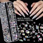 Teenitor 4 Boxes Nail Charms and Gems Set, Nail Rhinestones Nail Kit with Nail Art Brushes Nail Stand, Nail Gems Nail Design Tools with 15pcs Nail Stickers, Gold Nail Pearls for Women Nail Decorations - Image 5