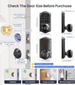 Veise VE018 Smart Knob Handle Lock - Fingerprint, App Control, Keyless Entry for Front Door and Bedroom, Electronic Digital Keypad, Auto Lock, Remote Access Sharing, Easy Installation, Matte Black - Image 9