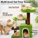 Sunflower Short Cat Tree with Cat Scratching Posts Small Cat Tower | Cat Condo,Cat Perch,Cat Bed 3-in-1 Cat Scratcher for Small Cats and Kittens - Image 3