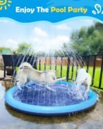 Peteast Splash Pad for Dogs & Kids - Anti-Slip Dog Pool for Large Dogs, 0.58 mm Thickened Durable Outdoor Water Play Mat, Summer Sprinkler Toy for Backyard (67in, Blue) - Image 7
