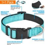 Ladoogo Reflective Dog Collar Padded with Soft Neoprene Breathable Adjustable Nylon Dog Collars for Small Medium Large Dogs (Medium (Pack of 1), Blue Collar+Leash) - Image 4