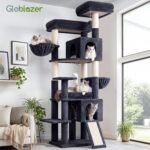 Globlazer Tall Cat Tree for Indoor Large Cats, 75 inch, F75C, Dark Grey | Multi-Level Cat Tower, 2 Large Platforms, 2 Oversized Cat Condos, 5 Scratching Posts, Scratching Board, Removable Pet Bed - Image 9