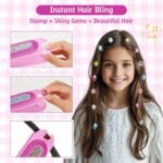 DIY Hair Salon Toys for Girls, Hair Gem Stamper Kit And Hair Rope Braider, Bling Hair Jewels Styling Tool with Glitter Diamonds Comb Beads Accessories Christmas Birthday Gifts for Girl 3 4 5 6 7 8-12 - Image 3