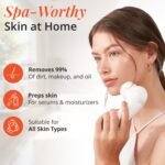 Vanity Planet Raedia Facial Cleansing Brush - Electric Facial Cleansing Brush with 4 Exfoliating Brush Heads - Waterproof, Handheld, Lightweight for Face Scrubber and Exfoliating Face - Warm Grey - Image 3
