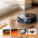 Robot Vacuum and Mop Combo, 90-Day Self-Emptying, 10,000 Pa Suction, with dToF & Laser Navigation & Smart Mapping, Anti-Tangle, 160-Min Runtime, Ideal for Hard Floors, Pet Hair & Carpets - Image 4