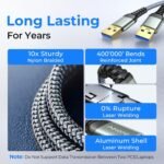 AINOPE USB to USB Cable, USB 3.0 A to A Male to Male Cable 6.6FT | 5Gbps Data Transfer Nylon Braided Double End Type A Cord for Hard Drive, Laptop Cooling Pad, USB Hub, KVM, DVD - Image 3