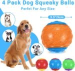 LECHONG 3.5in Squeaky Dog Balls Toys for Training, Dog Toys to Keep Them Busy, High Bouncy Balls for Interactive Playing, Great for Puppy Pet Teething and Chew 4Pcs - Image 3