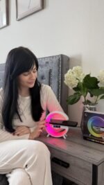 Waveloop Speaker Alarm Clocks for Bedrooms with Wireless Charging Station | Bluetooth Speaker, Sunrise Wake Up Light, RGB Night Lamp, 4-Button Bedside Alarm Clock with Time Display, USB-C Port - Image 3