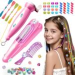 DIY Hair Salon Toys for Girls, Hair Gem Stamper Kit And Hair Rope Braider, Bling Hair Jewels Styling Tool with Glitter Diamonds Comb Beads Accessories Christmas Birthday Gifts for Girl 3 4 5 6 7 8-12 - Image 2
