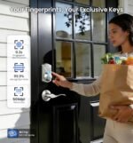 Veise VE012W-B Wi-Fi Fingerprint Smart Lock with Handle Set, Remote App Control, Keyless Entry Front Door Lever, Built-in WiFi No Hub Needed, Backlit Keypad Deadbolt, Auto-Locking, Satin Nickel - Image 9