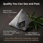 4 pack Naturally Activated Bamboo Charcoal Air Purifying Bags | Natural Home Deodorizer Bag | Charcoal Bag Odor Absorber For Pets | Odor Eliminator & Moisture Absorber Air Freshener Bag (200g Pyramid) - Image 5