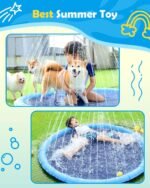 Peteast Splash Pad for Dogs & Kids - Anti-Slip Dog Pool for Large Dogs, 0.58 mm Thickened Durable Outdoor Water Play Mat, Summer Sprinkler Toy for Backyard (67in, Blue) - Image 9