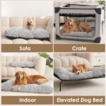EHEYCIGA Washable Large Dog Bed for Crate 35x23 Inch, Kennel Pad for Dogs Up to 45 lbs, Plush and Comfy Pet Sleeping Mat, Grey - Image 6
