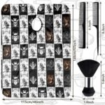 FEBSNOW Hair Cutting Cape Kit,Professional Barber Cape with Neck Duster Brush for Adults Waterproof Salon Cape with Adjustable Closure Snap Salon Barber Supplies 47x55 Inches(Black and White Plaid) - Image 3