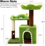 Sunflower Short Cat Tree with Cat Scratching Posts Small Cat Tower | Cat Condo,Cat Perch,Cat Bed 3-in-1 Cat Scratcher for Small Cats and Kittens - Image 7