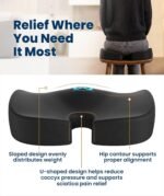 Everlasting Comfort Doctor Recommended Memory Foam Seat Cushion for Office Chairs & Car - Ergonomic Office Desk Accessories - Cushions for Tailbone Pain Relief, Sciatica (Black, Large) - Image 4