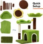 Sunflower Short Cat Tree with Cat Scratching Posts Small Cat Tower | Cat Condo,Cat Perch,Cat Bed 3-in-1 Cat Scratcher for Small Cats and Kittens - Image 8
