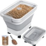 20-23 Lbs Dog Food Storage Container,Collapsible Dog Food Container | Pet Food Storage Container with Transparent Airtight Lid,Multifunctional for Dog Cat,Rice,Flour,Scoop and Small Container - Image 2