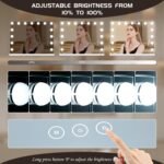 Vanity Mirror with Lights Lighted Makeup Mirror with 15 Dimmable LED Bulbs,3 Color Lighting Modes,USB Charging Port Touch Control,Sturdy Metal Frame Design 24x18 Inch,White - Image 4