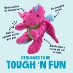 goDog Dragons Squeaky Plush Dog Toy with Chew Guard Technology, Durable Fabric & Squeaker for Active Play, Pink, Large - Image 3