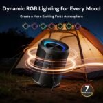 Portable Bluetooth Speaker, IPX7 Waterproof Wireless Speaker with 20W Loud Stereo Sound, 15H Playtime & Beat-Synced RGB Light, Small Outdoor Speaker for Shower, Pool, Beach, Hiking and Gifts - Image 6
