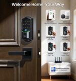 Veise VE027-L WiFi Smart Lock with Handles Set for Front Door, Matte Black | Remote APP Control, Fingerprint Voice & Fob Unlock, Touchscreen Keyless Entry Door Lock with Lever, No Hub Need, Auto Lock - Image 3