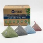 4 pack Naturally Activated Bamboo Charcoal Air Purifying Bags | Natural Home Deodorizer Bag | Charcoal Bag Odor Absorber For Pets | Odor Eliminator & Moisture Absorber Air Freshener Bag (200g Pyramid) - Image 2