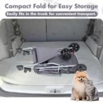 3 Wheel Pet Stroller for Dogs and Cats, Foldable, Lightweight and Durable, Ideal for Small to Medium Pets, Includes Storage Basket and Cup Holders | Lightweight and Durable, Ideal for Small to Medium Pets, Includes Storage Basket and Cup Holders, Grey - Image 5