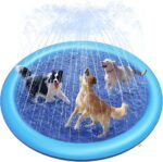 Peteast Splash Pad for Dogs & Kids - Anti-Slip Dog Pool for Large Dogs, 0.58 mm Thickened Durable Outdoor Water Play Mat, Summer Sprinkler Toy for Backyard (67in, Blue) - Image 2