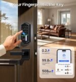 Veise VE027-L WiFi Smart Lock with Handles Set for Front Door, Matte Black | Remote APP Control, Fingerprint Voice & Fob Unlock, Touchscreen Keyless Entry Door Lock with Lever, No Hub Need, Auto Lock - Image 6