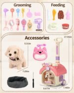23Pcs Dog Toys for Kids Girls, Walking Barking Interactive Realistic Stuffed Dog with Portable Puppy Stroller & Accessories Toys, Pretend Puppy Pet Care Playset Gifts for Little Girls 3 4 5 6 Year Old - Image 7