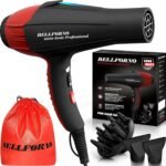 Professional Ionic Salon Hair Dryer, 2200 Watt Powerful AC Motor Ceramic Tourmaline Ion Blow Dryer, Quiet Hair Dryers with Diffuser & 2 Concentrator Nozzle Attachments Black/Red - Image 2