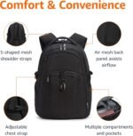 Amazon Basics Travel Laptop Backpack with Multiple Pockets and Compartments for 17 in / 43.1 cm Laptop, Water Resistant, Spacious with Padded Shoulder Straps, Black - Image 3