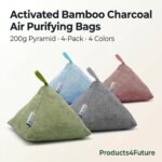 4 pack Naturally Activated Bamboo Charcoal Air Purifying Bags | Natural Home Deodorizer Bag | Charcoal Bag Odor Absorber For Pets | Odor Eliminator & Moisture Absorber Air Freshener Bag (200g Pyramid) - Image 3