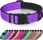Joytale Reflective Dog Collar, Adjustable Neoprene Padded, Purple L | Breathable Nylon for Large Dogs, No Chafing on Walks and Outdoor Hikes, Tear-Resistant Webbing, Metal D-Ring, Night Safety - Image 2