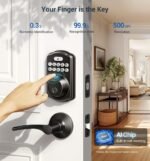 Veise Fingerprint Door Lock with 2 Lever Handles - Keyless Entry Door Lock, Electronic Keypad Deadbolt, Digital Smart Code & Front Handle Sets, Auto-Locking, Easy Installation, Matte Black - Image 3
