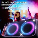 Foxdawn Party Bluetooth Speaker: 240W Peak Loud Sound, Deep Bass, 15H Playtime, Fast Charge, IPX4 Waterproof, TWS, Led Light Show, Large Portable Wireless Speakers for Outdoor, Camping, Backyard, Home - Image 5