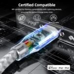 iPhone Charger 3 Pack 10ft MFi Certified Lightning Cable Fast Charging | 3 Pack 10ft MFi Certified Lightning Cable, Nylon Braided Fast Charging Phone Cord for iPhone 14 13 12 11 Pro Max iPad - Image 3