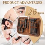 MINKINH Manicure Set Professional Nail Clipper Kit-26 Pieces, Brown | Stainless Steel Manicure Kit, Nail Care Tools with Travel Case for Men & Women, Hand & Foot Care, Gift for Family & Friends - Image 9