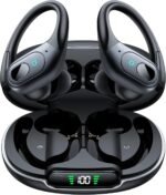 occiam Active Noise Cancelling Earbuds Wireless Bluetooth Headphones Ear Buds 90Hrs Playback Stereo Bass Earphones with Mic Over-Ear Hooks IPX7 Waterproof Headset for Work Sports Running Matte Black - Image 2