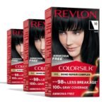 Revlon ColorSilk with Bond Repair Hair Color, 10 Black, 3pk | Permanent hair color with 100% gray coverage; ammonia free hair dye with bond repair complex and vegan keratin. 3 pack. - Image 2