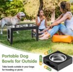 XIAZ Elevated Dog Bowls Large Breed Raised Dogs Bowl Stand Large/Medium Sized Dog Stainless Steel Food Water Bowl Stands 5 Heights Adjustable 9/11/12/14in Black Pet Feeder Dish Station - Image 7