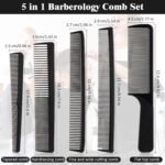 5 Pieces Hair Cutting Comb Barber Hair Styling Combs Fine Teeth Carbon Hairbrush Set Anti Static Heat Resistant Hairdressing Tapered Hairbrush for Men Women - Image 3