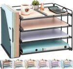 gianotter 4-Tier Paper Organizer With Magazine Holder, Desk Organizers and Accessories, Desk Accessories & Workspace Organizers, File Organizer for Office Supplies Storag (Black, 4-Tier) - Image 2