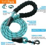 Ladoogo Reflective Dog Collar Padded with Soft Neoprene Breathable Adjustable Nylon Dog Collars for Small Medium Large Dogs (Medium (Pack of 1), Blue Collar+Leash) - Image 3