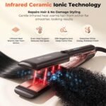 HITTIONA 1.75” Wide Ceramic Hair Straightener for Long Hair, Fast Styling | Infrared Ionic Flat Iron With Sonic Vibration Anti-Frizz Styling, 5s Fast Heat-Up For Leave Silky Smooth Look - Image 5